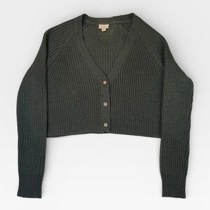 Takeout Women's Dark Green Knit Button Down Cardigan Sweater MEDIUM
